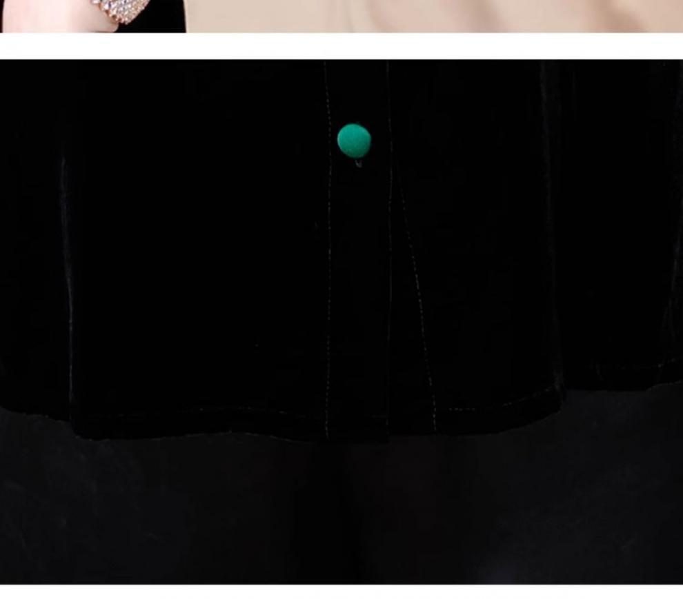 Damenmantel aus schwarzem Samt - Neuer chinesischer Stil Frühling/Herbst Lockerer Cardigan