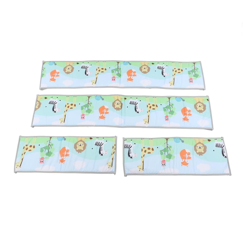 4Pcs Baby Bed Rail Heightened Anti Collision Guard Rail Toddlers Solid Color Printing Bed Side Soft