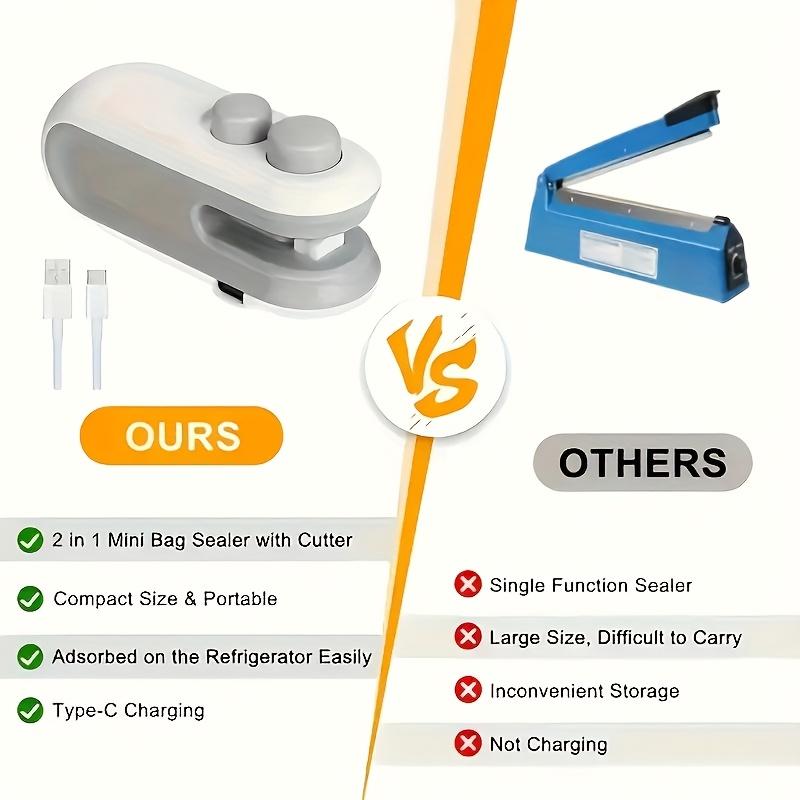 Portable Magnetic USB Rechargeable Sealing Machine, Built-in Battery, Manual Press-type Plastic Sealing Machine, USB Mini Sealing Machine