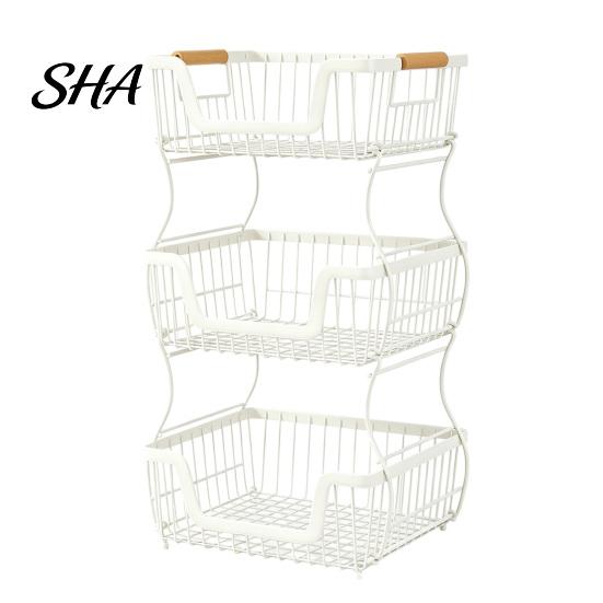 Sturdy Desktop Organizer 2/3 Layer Countertop Rack, Heavy Duty Fruit Basket Stand, 3 Tier Space Saving Carbon Steel Storage Rack for Kitchen,