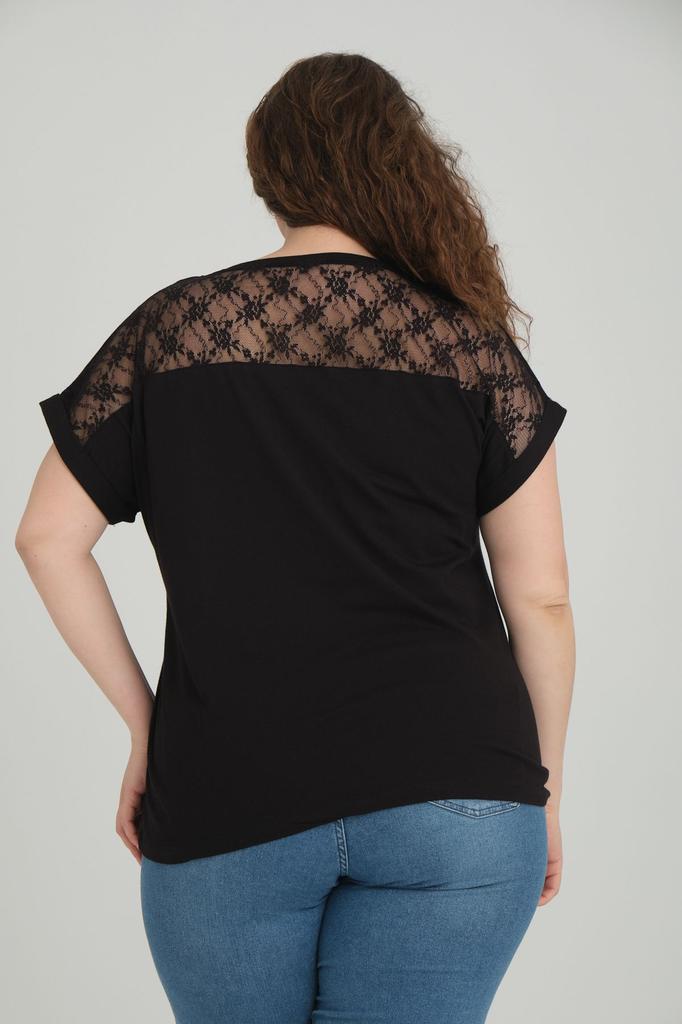 Women's Style Big Size T-Shirt Black Plus Size T-Shirt