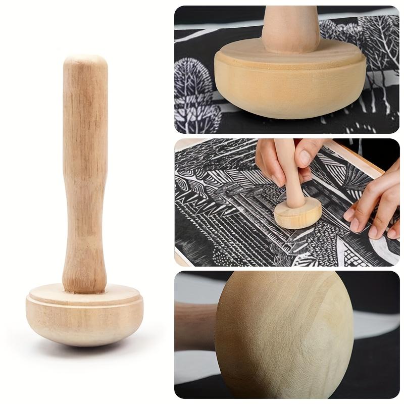 1Pc Wooden Mushroom Roller Paper Printing Ink Rubbing Use Art Craft Printing Tool