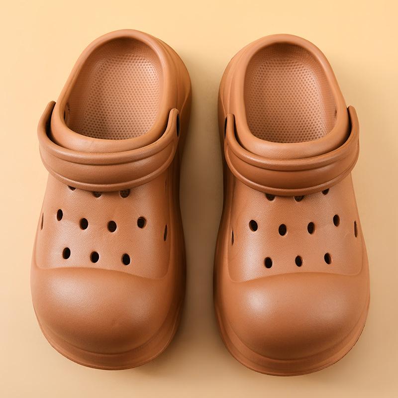 

Женские шлепанцы на толстой подошве с отверстиями, для улицы, увеличивающие рост, новая модная нескользящая обувь с закрытым носком, крутые женские летние тапочки 40-41 коричневый