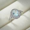 Romantic Round Shape Women Ring Brilliant CZ Sea Blue Stone Female Wedding Party Anniversary Birthday Gift Trendy Ring Jewelry