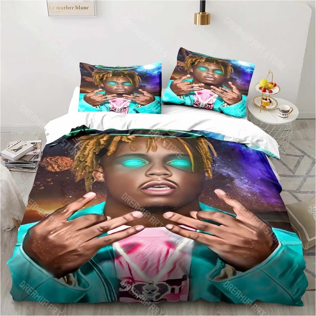 3D Rapper Juice Wrld 999 Bettwäsche-Set Bettdecke Bettwäsche-Sets Kissenbezug Bettbezug Kinderzimmer Bettwäsche-Set Luxus Geburtstag