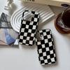 Black and White Checkered Large Hole Jelly Phone Case Suitable for iPhone 17 16 15 14 13 12 11 Pro/Max/Plus Anti Drop