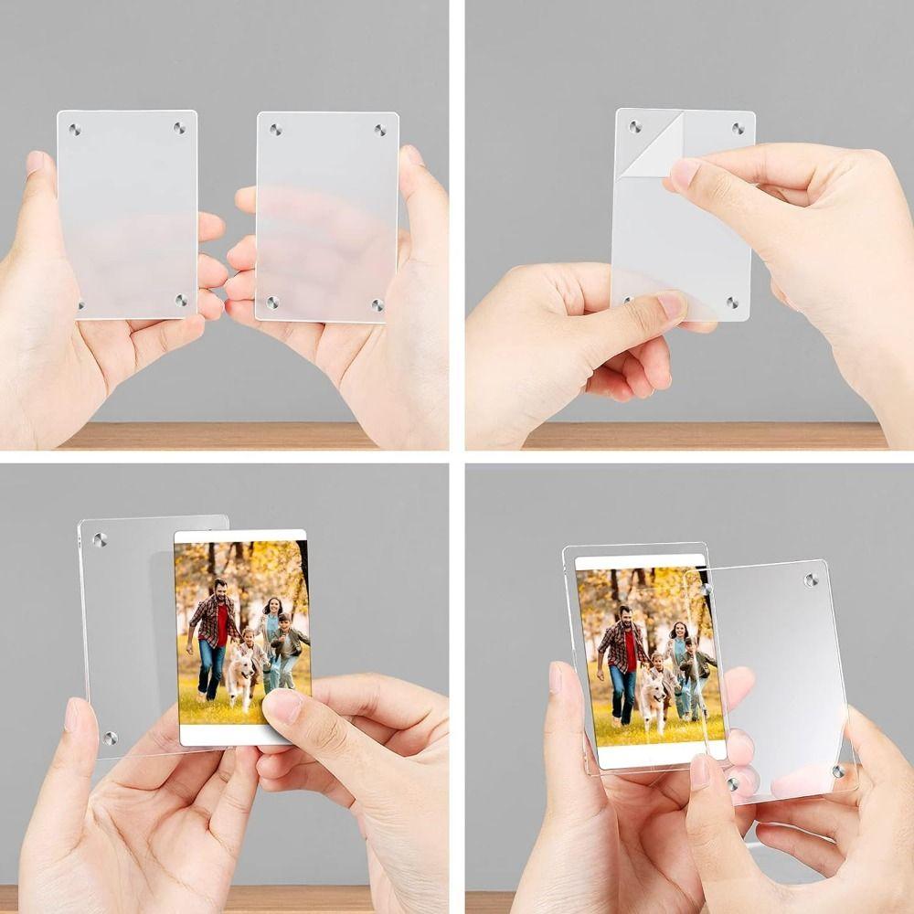 5pcs DIY Card Display Frame Transparent Refrigerator Magnet Picture Frame  Home Decor