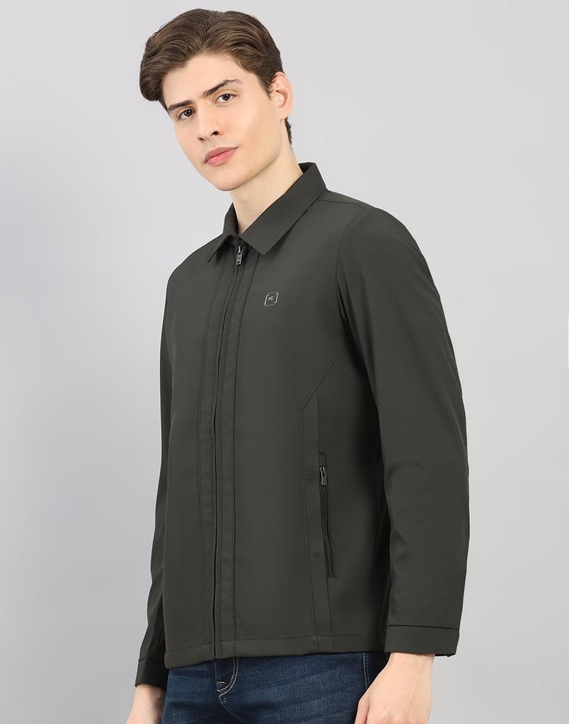 Monte Carlo Men's Regular Fit Solid Stand Collar Full Sleeve Jacket