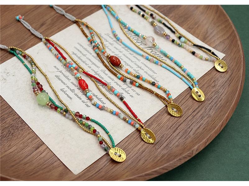 Boho Style Colorful Beaded Natural Stone Crystal Woven Bracelet