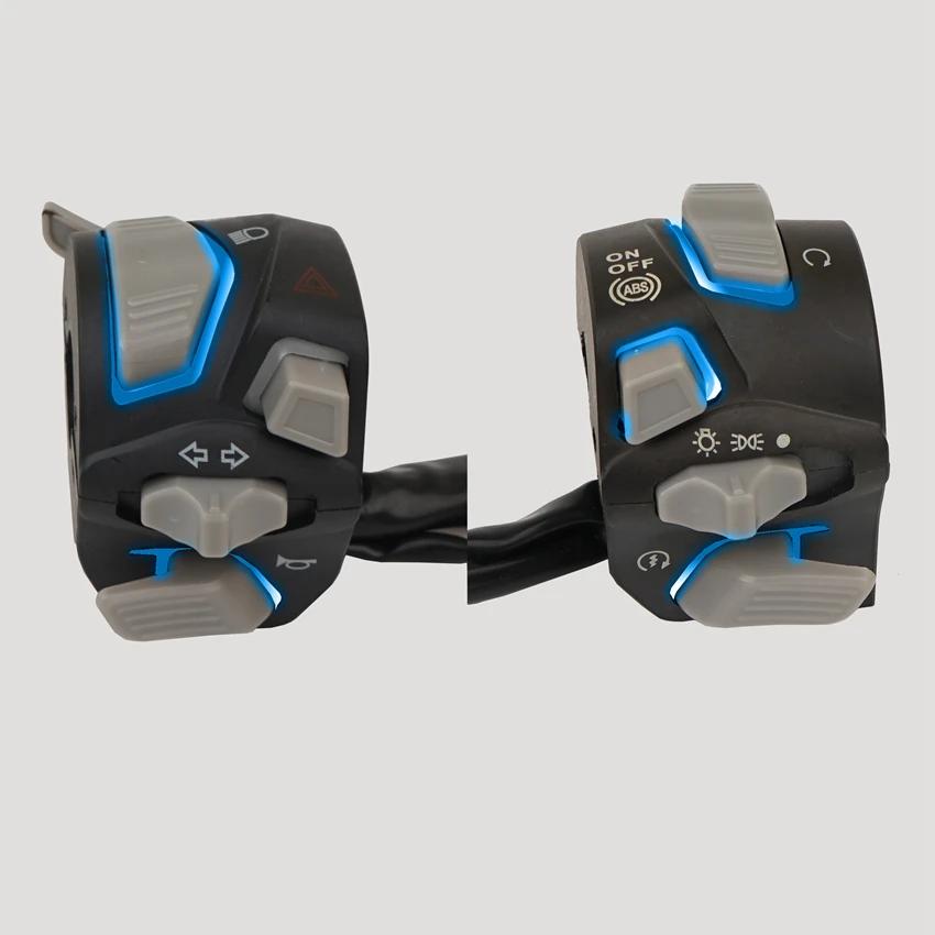 

7/8 22 мм универсальный переключатель на руль мотоцикла фара сигнальная лампа поворота мигающий свет сигнальный клаксон кнопка запуска и выключения со светодиодом синий