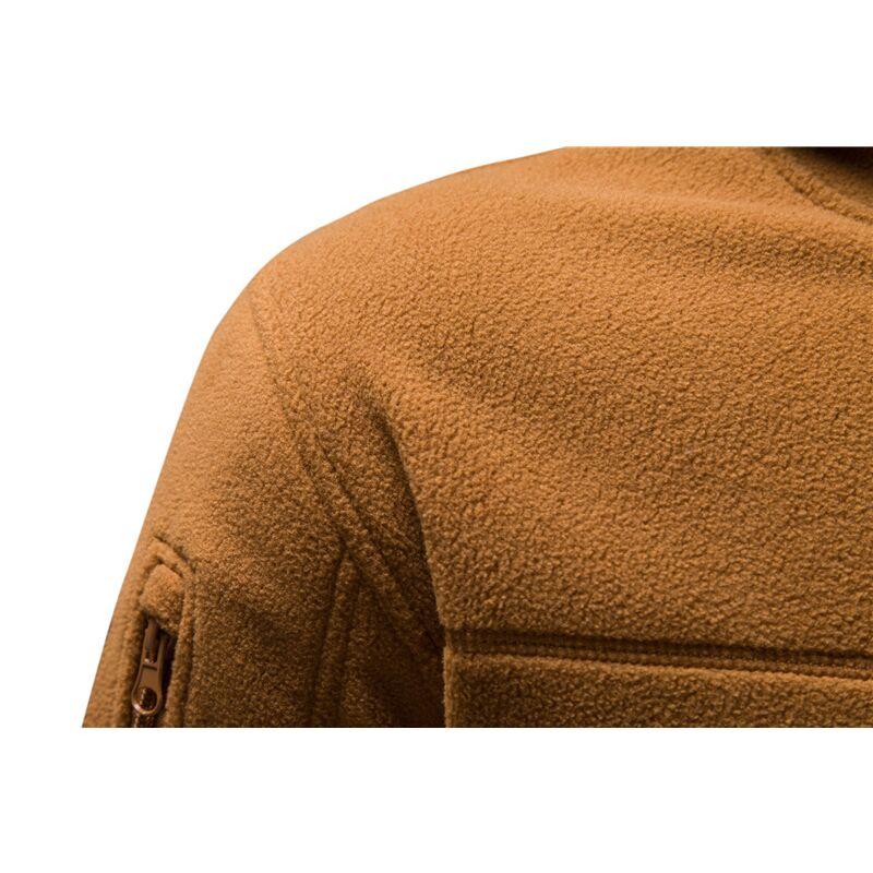 Frühlings-Winter-Fleecejacke mit Kapuze, taktische Herren-Fleecejacke mit durchgehendem Reißverschluss, winddicht, mit Kapuze, warmer Arbeitsmantel