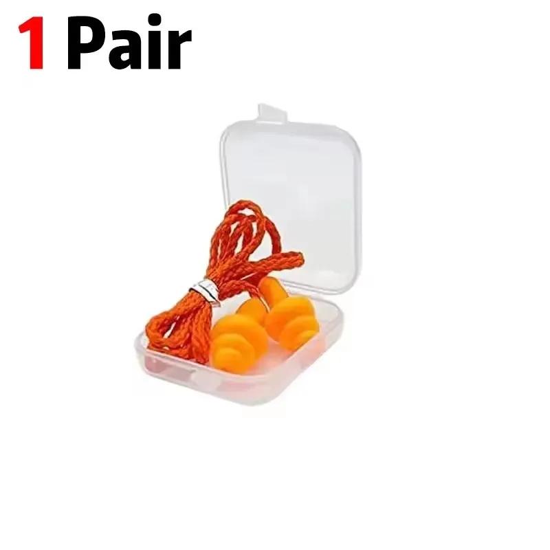 

1-10Pairs Noise Cancelling Silicone Earplugs Reusable Earplug With Rope Waterproof Swimming Rubber Ear Plugs Come with Box