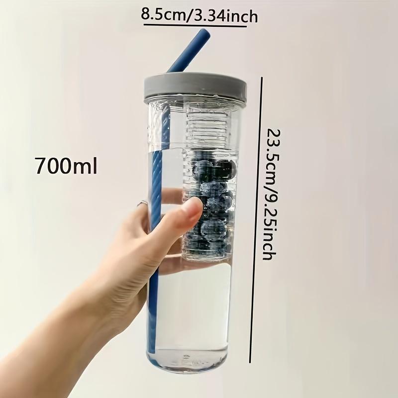 1pc-Glass cup with lid and straw, ice coffee cup with straw and lid, suitable for brewing tea, random color