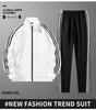 Unisex S-6X Three Stripe Casual Sportswear: Loose Jacket & Long Pants Two-Piece Set
