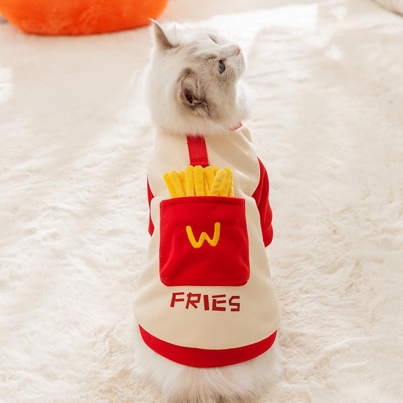 Cute French Fries Autumn Anti-hair Loss Hairless Cat Kitten Warm Two-legged Clothes Puppy Dog Clothing Pet Clothes