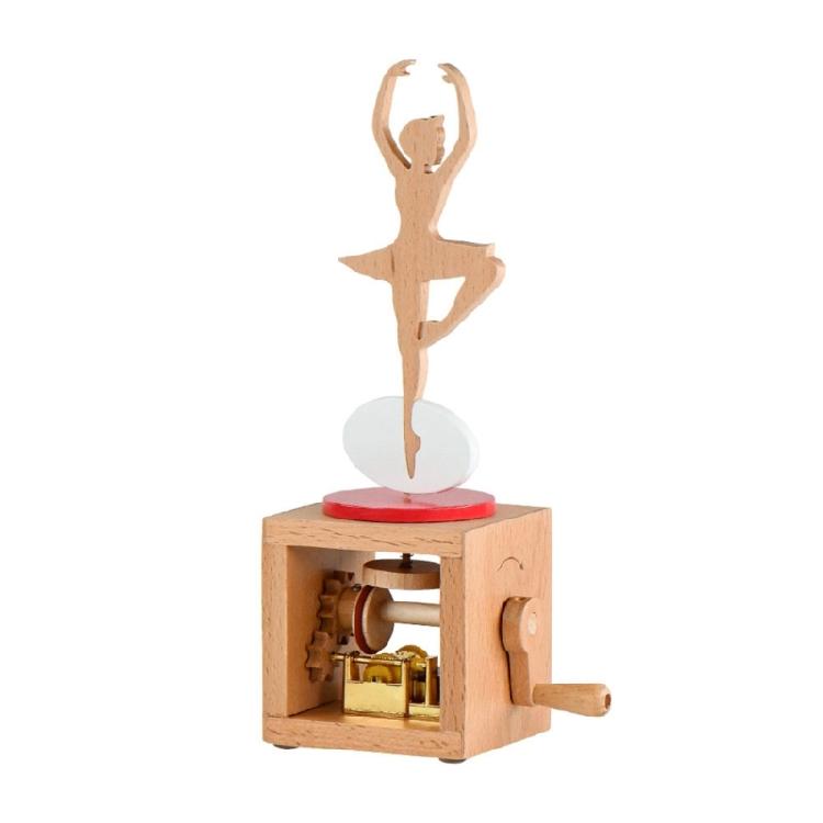 Anspruchsvolle Holz-Spieluhr mit Handkurbelwerk, Cartoon-Tierfigur, musikalisches Desktop-Ornament für Sammler