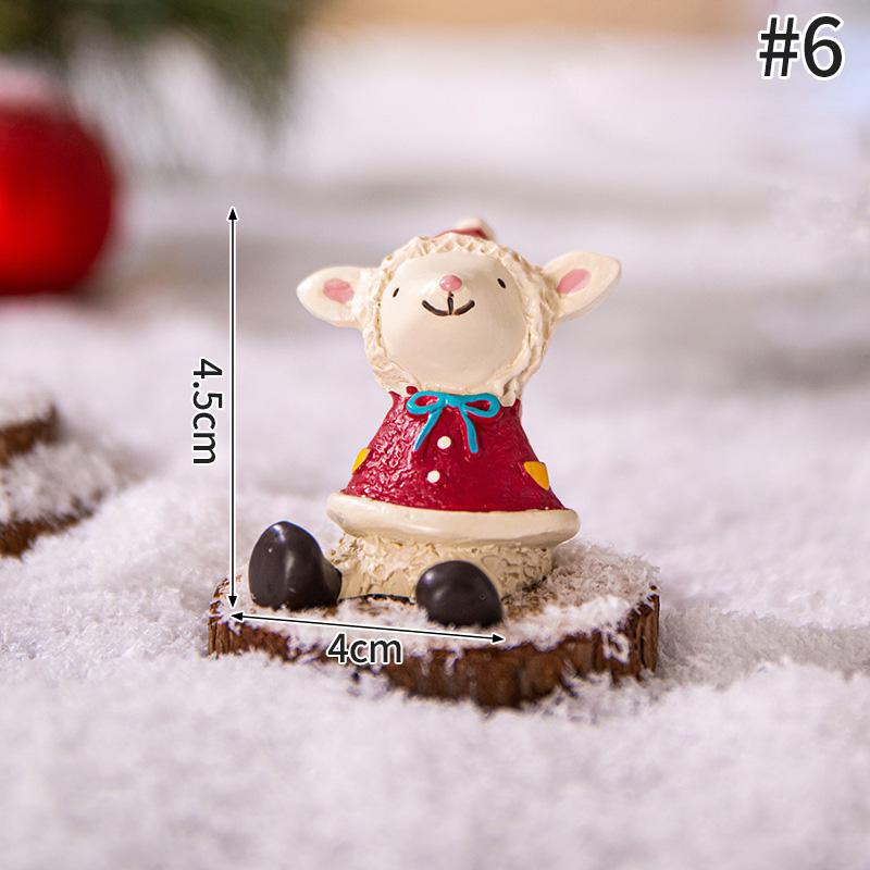 Miniature Santa Claus Elk Snowman Cute Animal Resin Micro Christmas Tree Ornaments Desktop Decoration Crafts Xmas Gifts