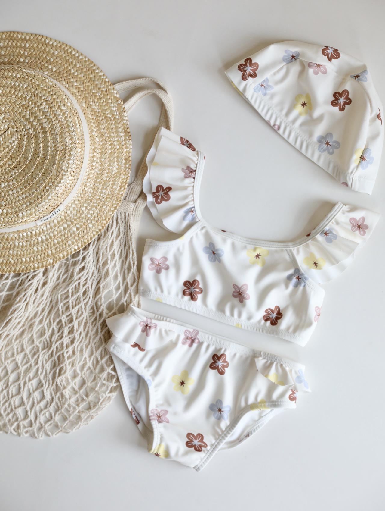 

2025 Милые раздельные бикини для девочек: Новый купальник в стиле INS с защитой от солнца Size 130