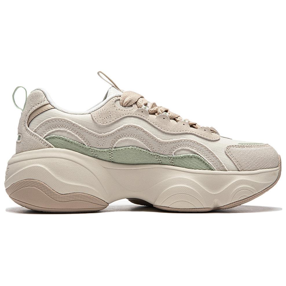 New LiNing Anti Slip Wear Resistant Low Top Casual Shoes Women's White Gray Green AGCU296-4