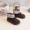 Mädchen Kurzstiefel im koreanischen Stil mit Fleecefutter und Schleife - 2025 Herbst/Winter Prinzessin Baumwollschuhe für Kinder