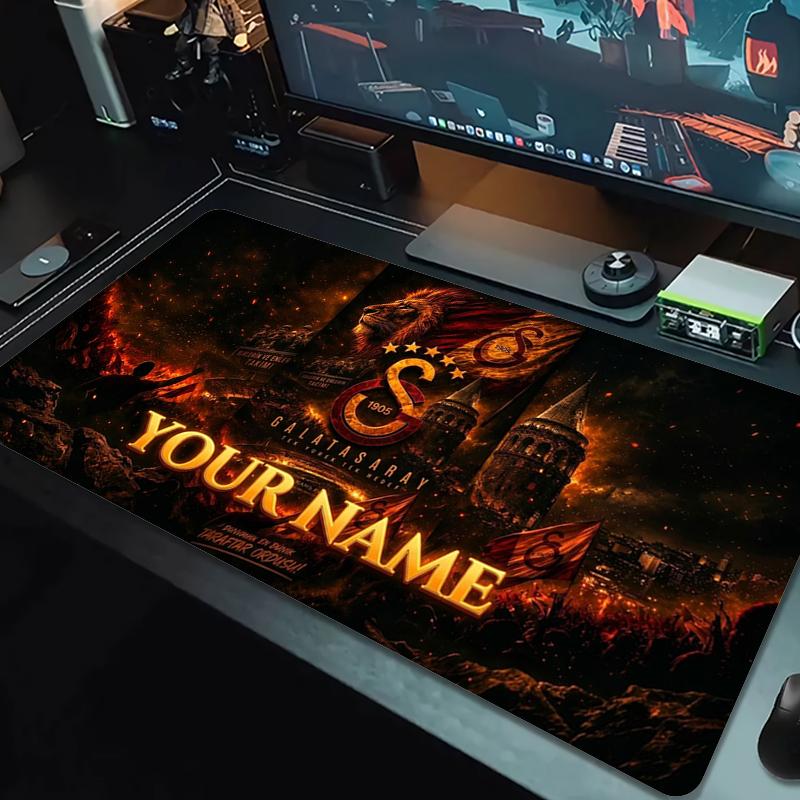 Custom Name Galatasaray Fc Mouse Pad Large Gaming Table Cushion Nonslip Laptop Tablet Big Mousepad Xxl Mat Mini Pc Playmat With Lock Edge