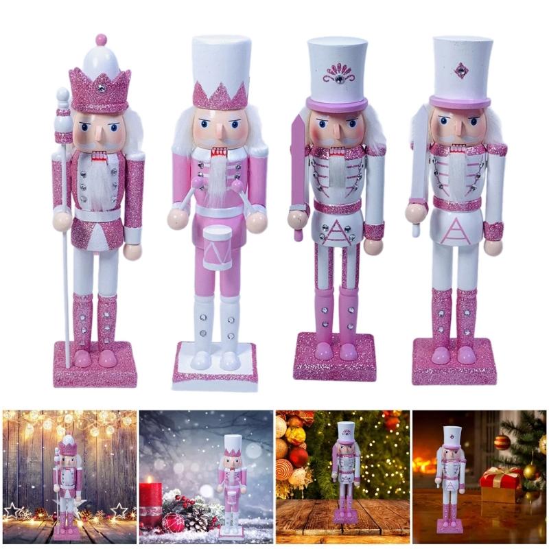 Stylish Nutcrackers Soldier Ornament Pink Series Nutcrackers Soldier Figurine Ornament for Individualized Room Decors