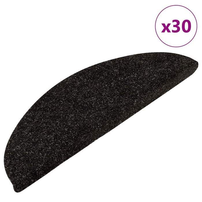 VidaXL Tapis d'escalier auto-adhésifs 30 pcs anthracite 56x17x3 cm, bande de roulement, tapis de bande de roulement 3365900