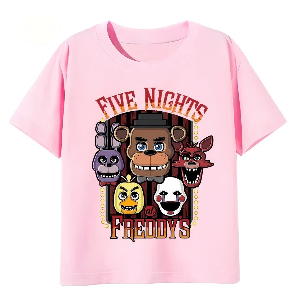 T-shirt stampata 2026 per bambini casual sportiva FNAF At Freddys t-shirt a maniche corte per ragazze e ragazzi