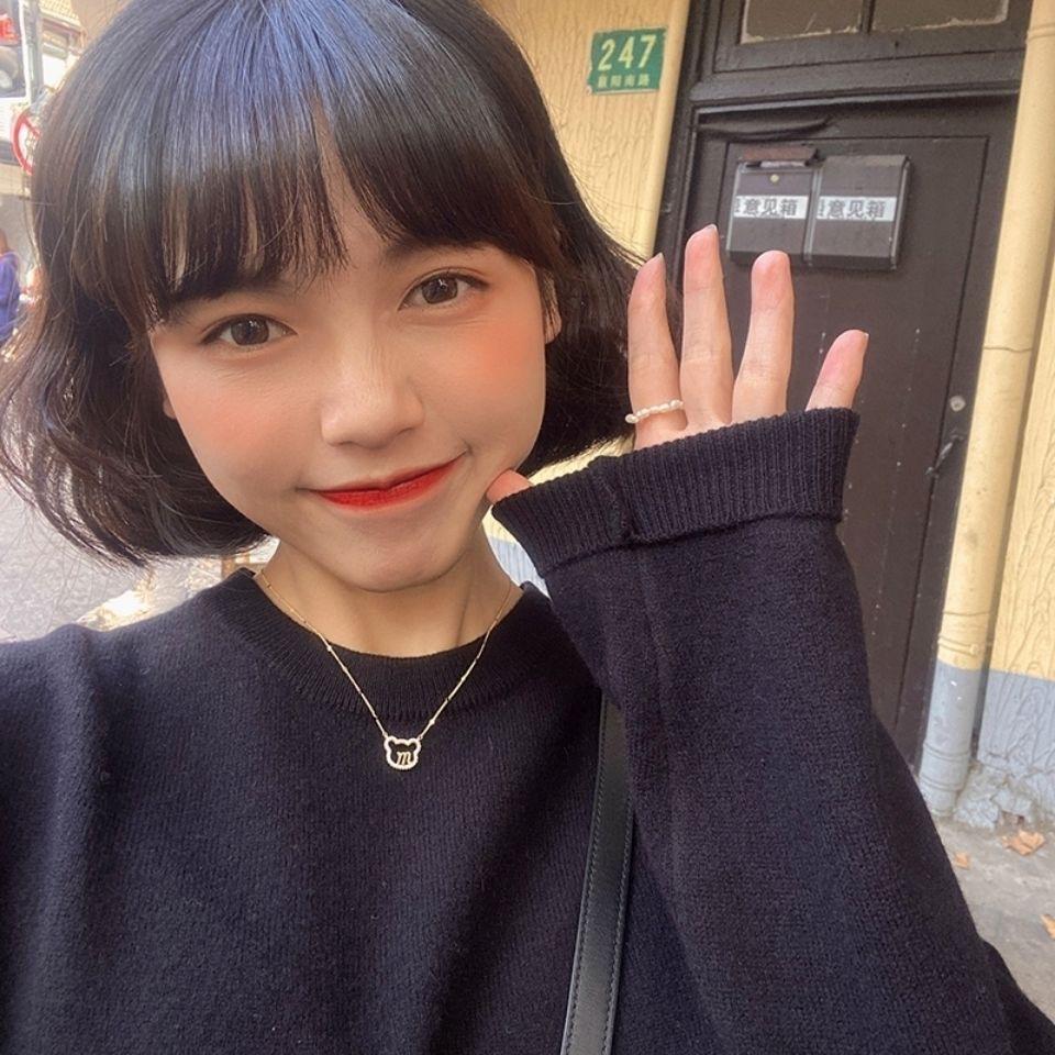 Hollow Necklace Female Letter Bear Pendant Collarbone Chain Female Minimalist Design Ins Cold Wind 2025 New Model