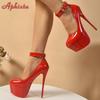 Мода Aphixta Нежно-розовый 2 см Пряжка ремня Пип Вечеринка Диско Танцы Туфли-лодочки Женские 5,5 см Платформа 16 см Высокий Тонкий Каблук Обувь Супер Большой Размер 50