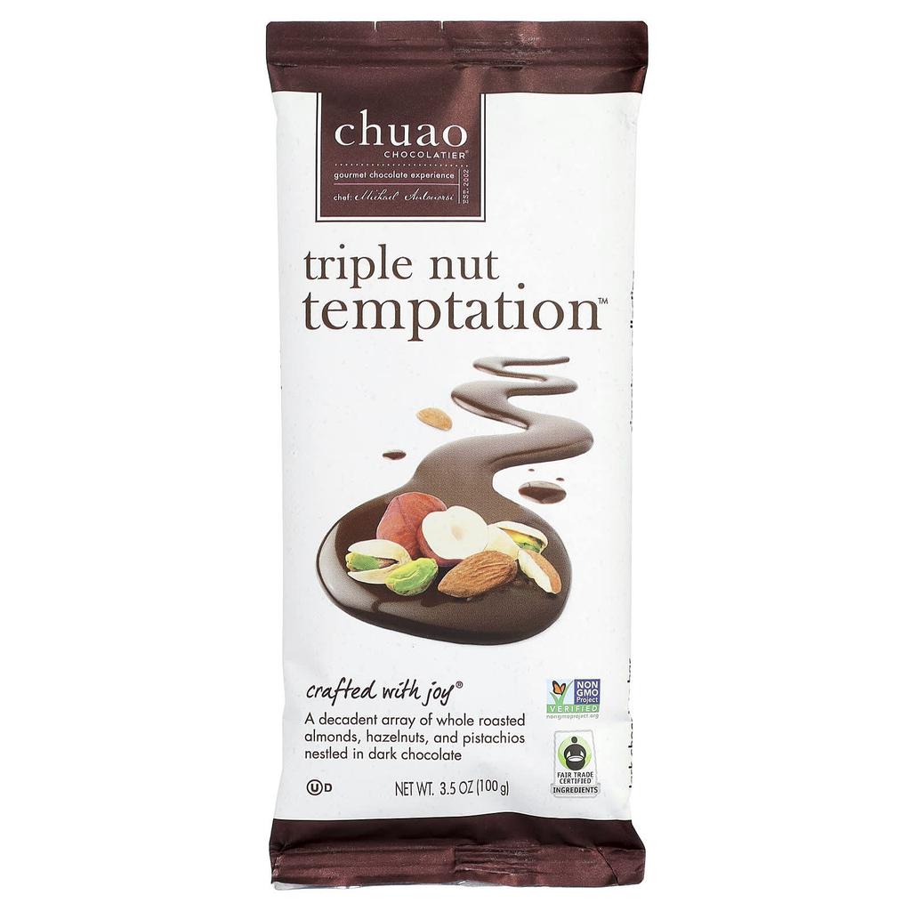 Chuao Chocolatier, Dark Chocolate Bar, Triple Nut Tempation™, 100g (3.5oz)