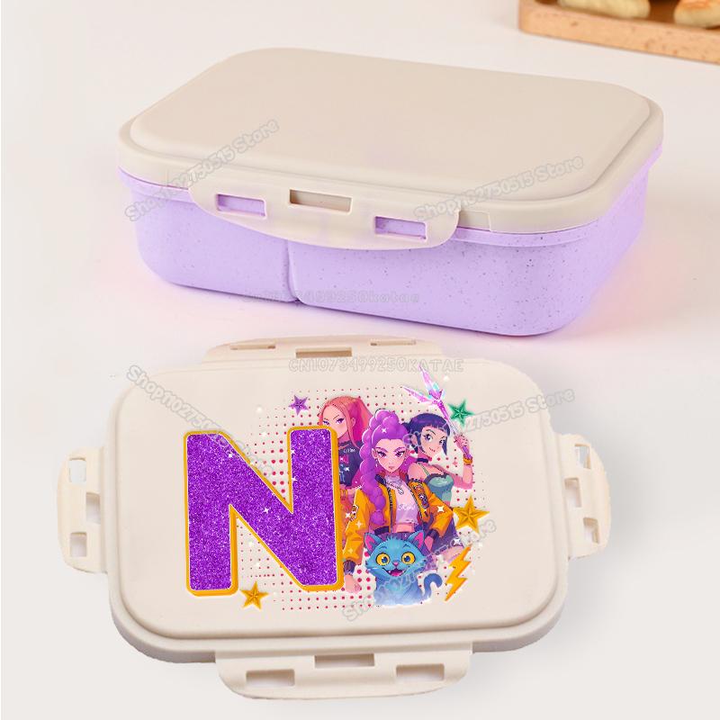 Kpop Demon Hunters Letter A-Z Bento Boxes Rumi Mira Zoey Student Lunch Box School Office Microwave Portable Fruit Food Container