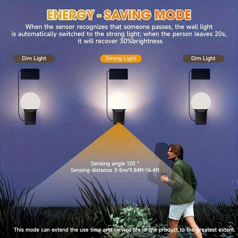 Solar Light Outdoor Waterproof Glass Solar Globe Wall Light Motion Sensor Dusk To Dawn Sun Lamp for Porch Patio Fence Front Door