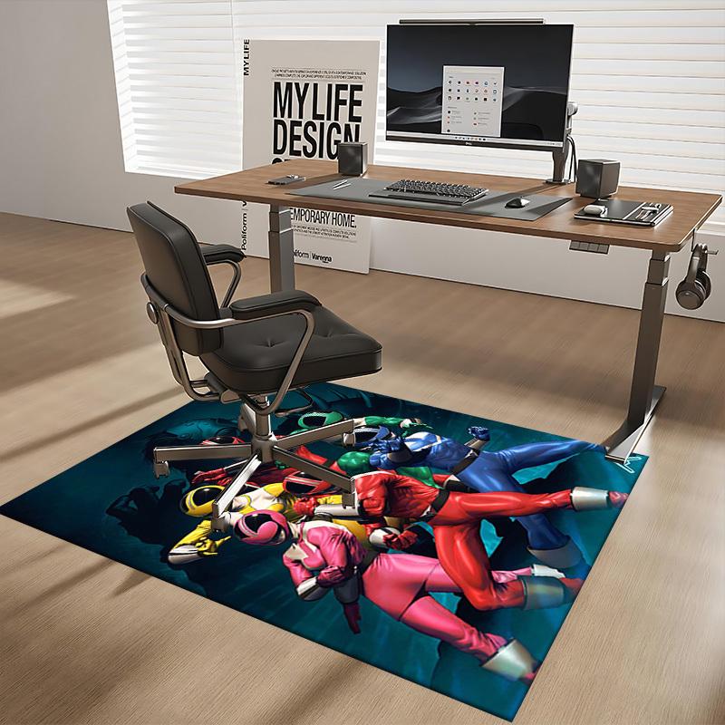 1pc Power Rangers Red Ranger Chair Mat: Anime Cartoon Design, Non-Slip Carpet for Office, Home Decor, Living Room, Bedroom, Game Room - Perfect Gift f