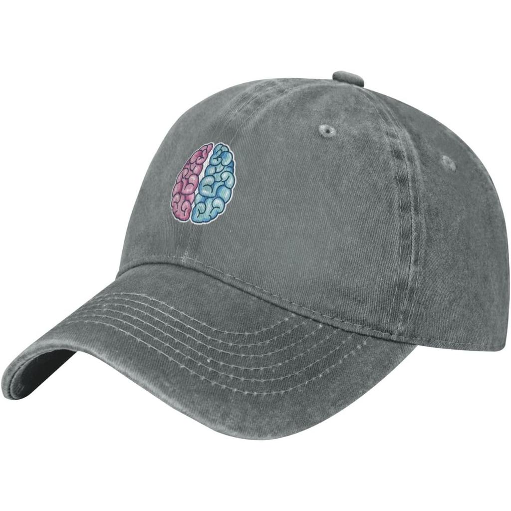 Brain Hemispheres Graphic Washed Baseball Cap Unisex Cotton Adjustable Low Profile Dad Hat