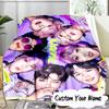 Custom Name Kawaii Stars K-pop Blanket  Ideal Bedding Blanket Perfect for Travel, Camping, Living Rooms, Offices, Sofas, Fan Christmas gift