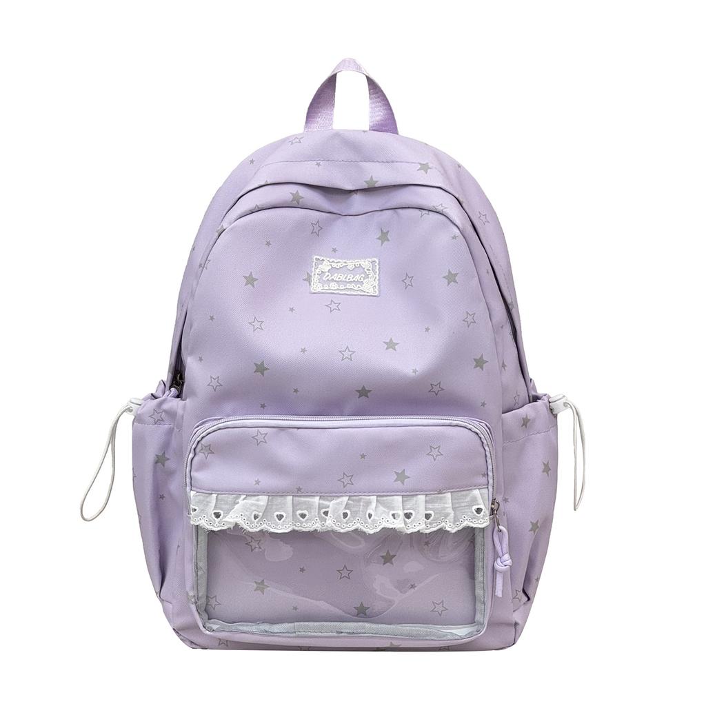 Schoolbag high value cute star transparent pain bag large capacity lightweight junior high school girls schoolbag Korean sweet backpack women