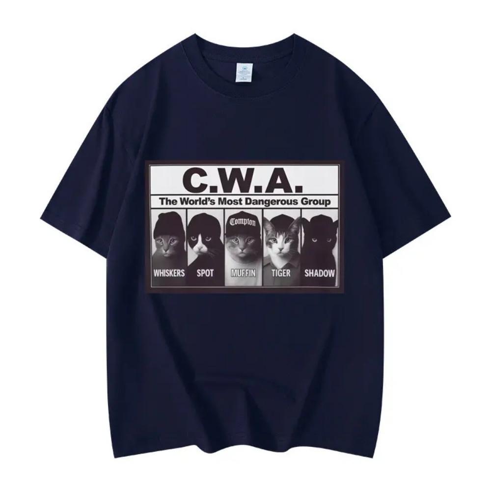 CWA Nejnebezpečnější skupina na světě Vtipné kočičí meme Grafická trička Módní Vintage Tričko s krátkým rukávem Unisex Bavlněná trička