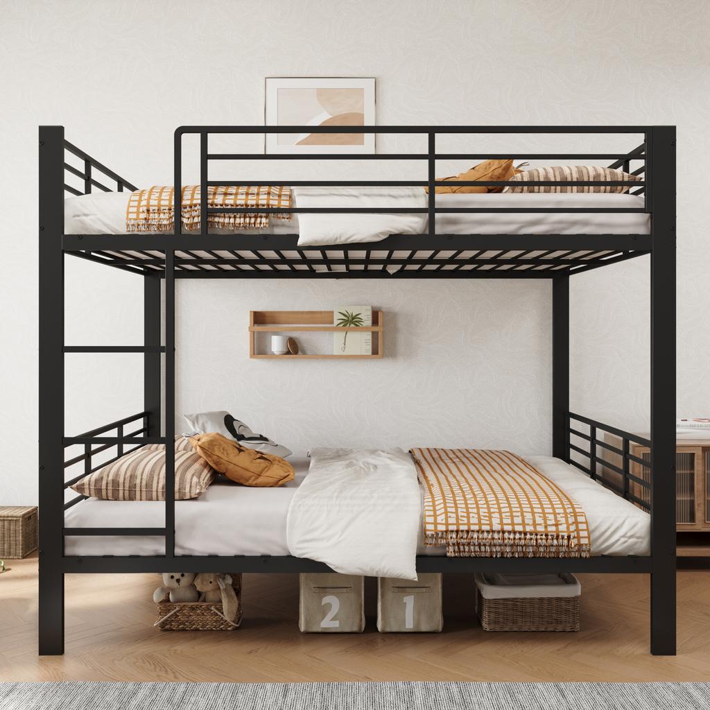 Litera maciza 140x200 metal, litera para adultos, extremadamente estable hasta 400 kg, sin chirridos, ideal para piso compartido y alquiler vacacional, negro