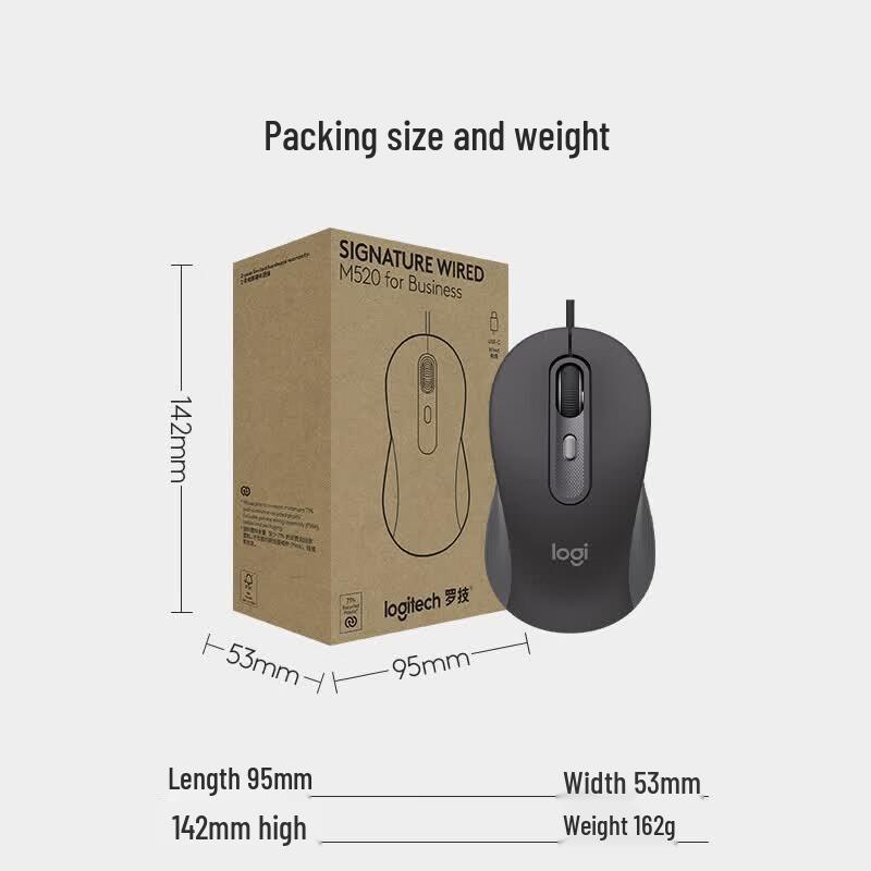 Logitech M520 Premium USB-C Wired Mouse