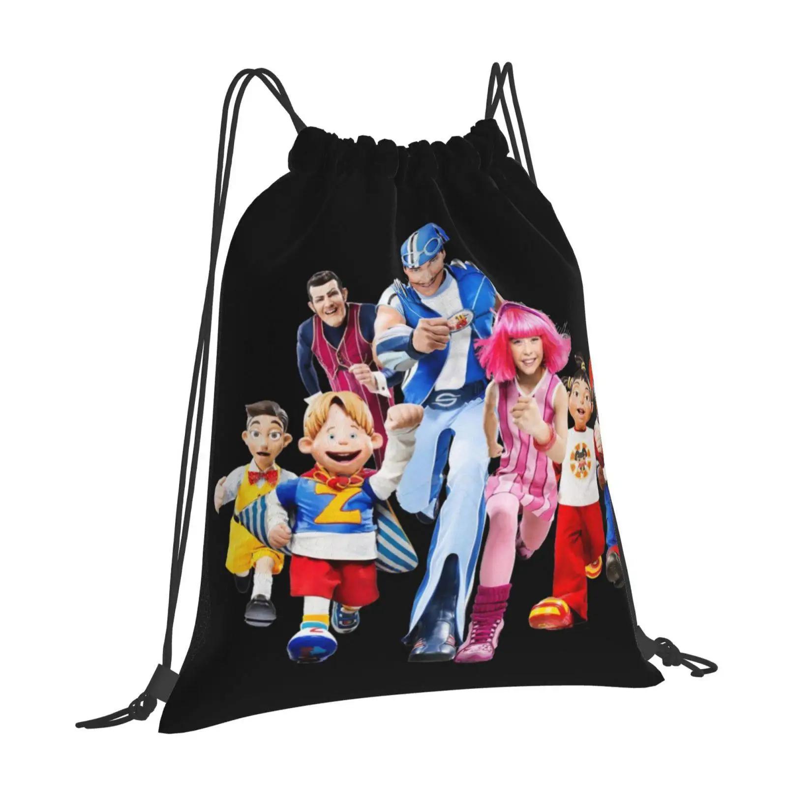 Lazytown Cast School Bags Travel Laptop Backpack Lazytown Lazy Town Sportacus Strong Man Fitness Healthy Pixel Stephanie Eat OneSize