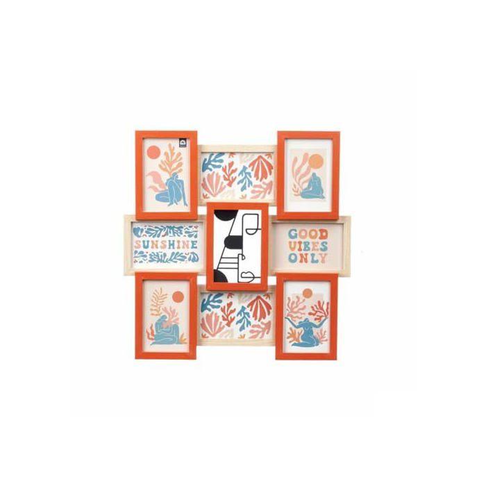 Cadre photo multicolore - Gift Decor - 411408B - Métal - Bois MDF - 6 pièces - 47.5x47.5x26.5 cm - 8.3 kg