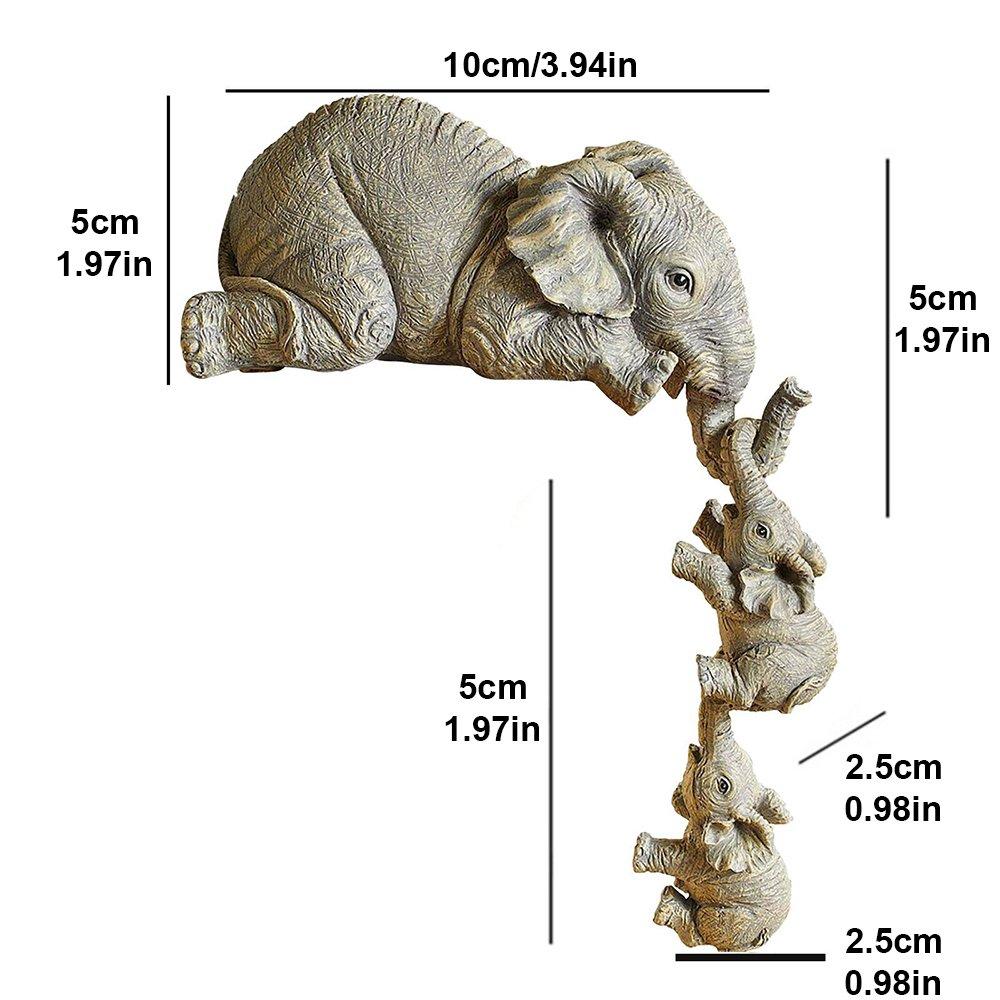 3pcs Resin Elephant Mother Figurines Hanging Resin Statue Crafts Home Living Room Decoration