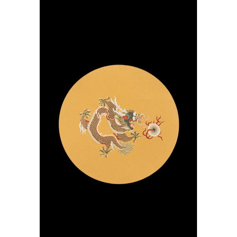 

Dragon Pattern Short Tea Mat Mat Accessible Luxury Coffee Table Tea Mat Chinese Fabric Craft Heat Insulation Foam Mat Classy Table Runner Tablecloth Yellow-Diameter 36cm