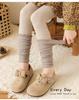 Children's Golden Brown Two-Piece Scrunched Socks & Warm Leggings Set for Autumn/Winter