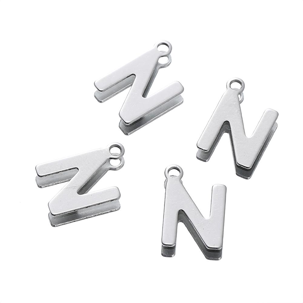 50 Stück Edelstahl 12mm Englische Buchstaben A-Z Anhänger für DIY Halsketten Schmuckherstellung Zubehör