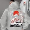 A Men'S Casual Stylish Japanese-Inspired Hoodie Featuring Mountain And Freedom Elements, Long-Sleeved Pullover, Regular Fit.