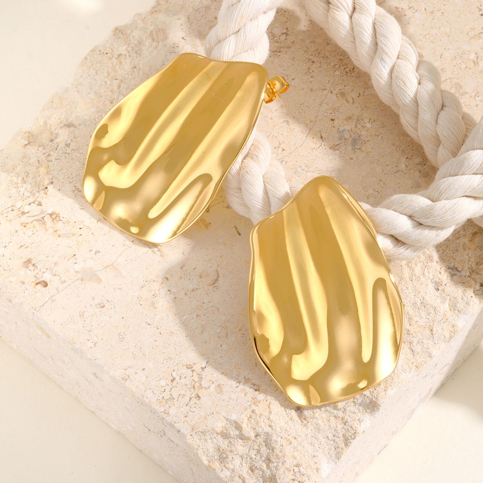 

Retro Exaggerated Irregular Earrings for Women,Gold Plated Stainless Steel Oval Earrings,Trendy Jewelry Mother s Day Gift