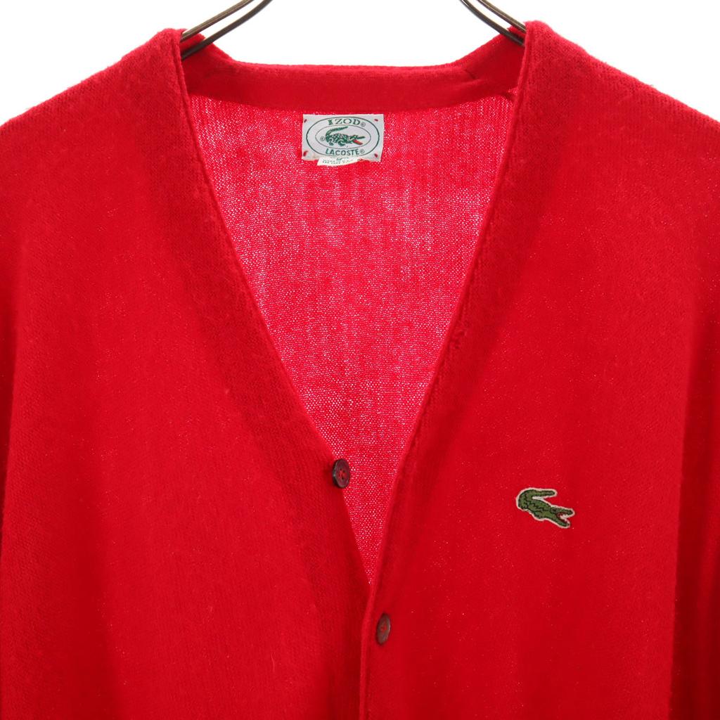 IZOD LACOSTE 90s Acrylic Old Long Sleeve Knit Cardigan M Red Men's Used