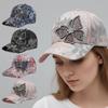 Breathable Lace Floral Baseball Cap Mesh Adjustable Streetwear Hat Rhinestone Butterfly Baseball Hat For Man Women Unisex